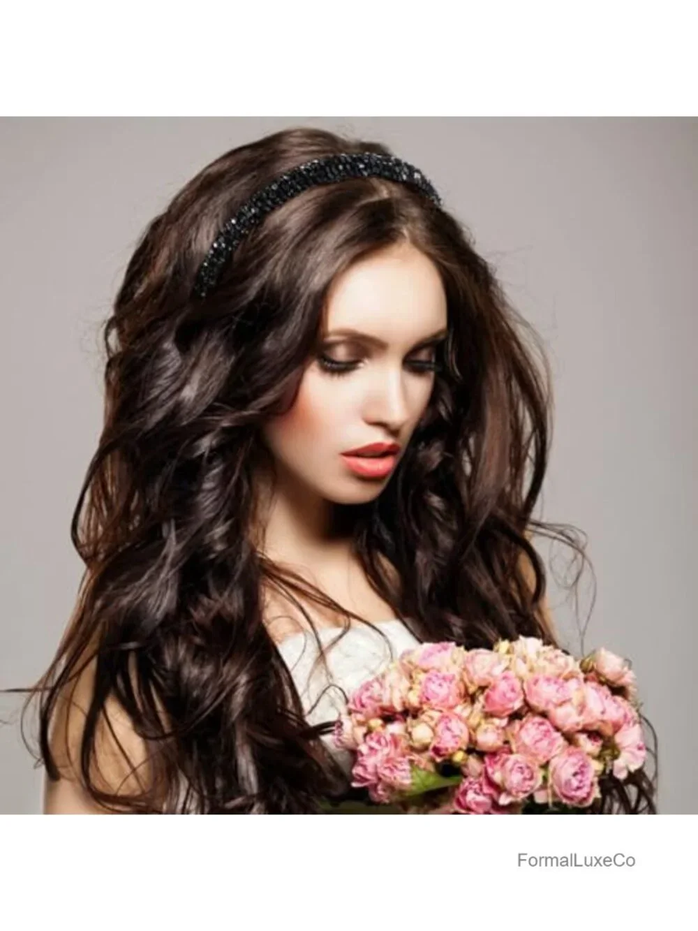 4 Row Crystal Rhinestone Headband - Non-Slip Beaded Hair Hoop for Women